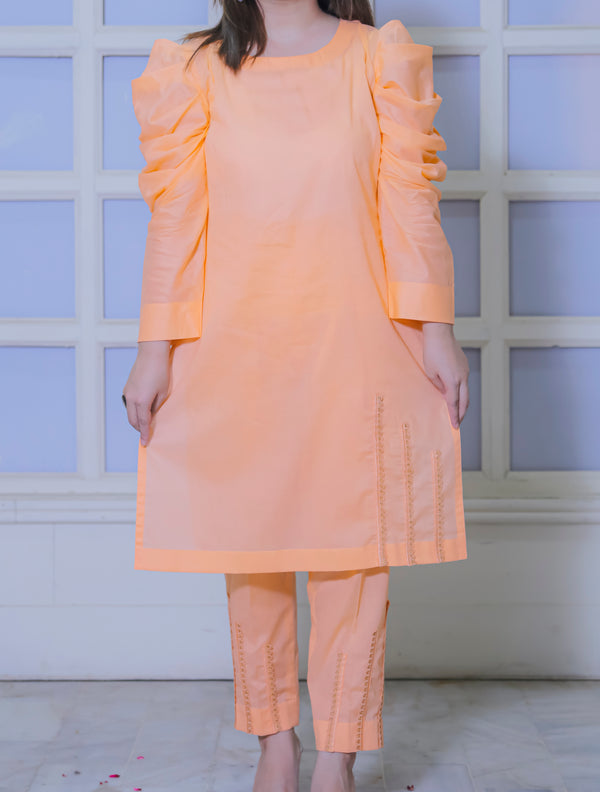 Peach Two-Piece Lawn Suit